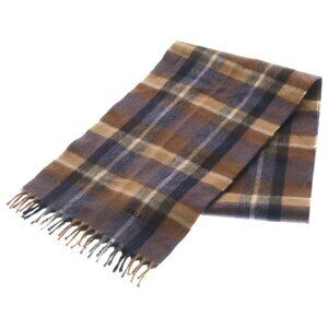 Prada Logo Embroidery Check Muffler Shawl Brown Scarf